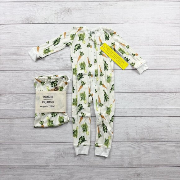 Milkbarn Other - MilkBarn Baby Organic Cotton Veggie Pajamas Zip Footless Sleeper NWT 9-12 Months